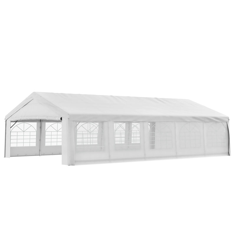 Outsunny Heavy Duty Carport Party Tent with Removable Sidewalls and Double Doors Large Canopy Tent Sun Shade Shelter for Parties Wedding Outdoor Events BBQ Reviews Wayfair